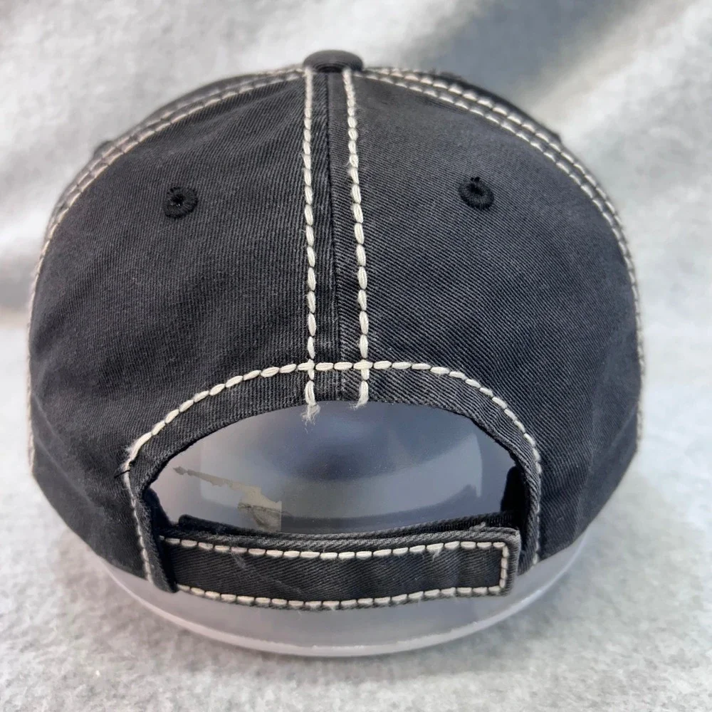 Blue Butterfly Patch Womens Gray Unbranded Baseball Cap Distressed OSFM